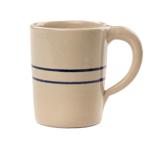Martinez Pottery Tumbler Drinking Mug Heritage Blue Stripe Stoneware Tall